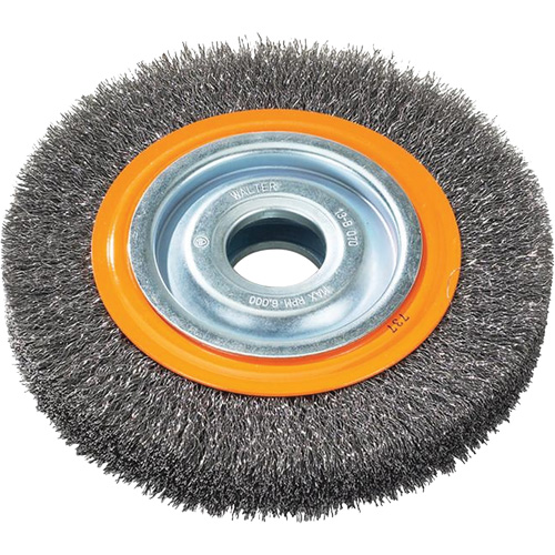 Crimped Wire Bench Wheel Brush, 6" Dia., 0.0118" Fill, 1/2" - 1/4" Arbor St. Lawrence Industrial & Safety Supply
