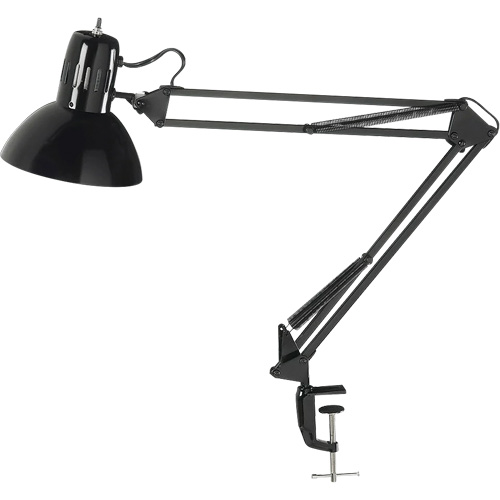 Lampes de bureau &agrave; pince - Bras flexible, 100 W, Incandescente, Pinces serre-joints, Noir St. Lawrence Industrial & Safety Supply