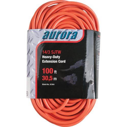 Vinyl Extension Cord, Outdoor, SJTW, 14/3 AWG, 13 A, 100' St. Lawrence Industrial & Safety Supply