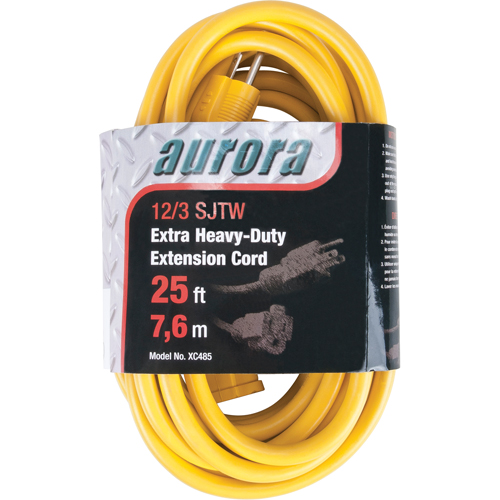 Cordon rallonge en vinyle, Ext&eacute;rieur, SJTW, AWG 12/3, 15 A, 25' St. Lawrence Industrial & Safety Supply
