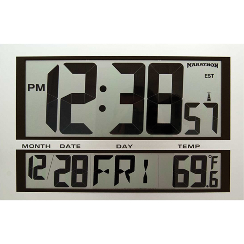 Horloge g&eacute;ante, Num&eacute;rique, &agrave; piles, 16,5" la x 1,7" p x 11" h, Argent St. Lawrence Industrial & Safety Supply