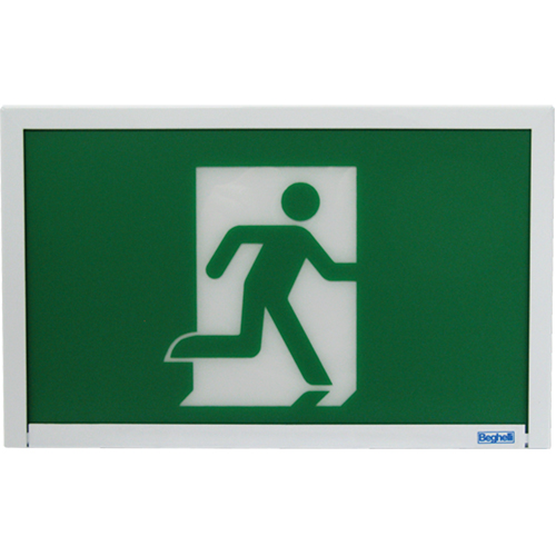 Enseigne de sortie coureur, DEL, &agrave; piles, 12" lo x 7 1/2" la, Pictogramme St. Lawrence Industrial & Safety Supply