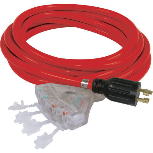 Generator Extension Cord with Quad Tap, STW, 10 AWG, 20 A, 4 Outlet(s), 25' St. Lawrence Industrial & Safety Supply