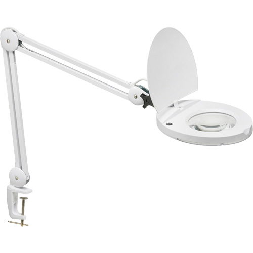 Lampe loupe DEL avec support en A, Dioptrie 3, Ampoule DEL, Bras de 47", Pinces serre-joints, Blanc St. Lawrence Industrial & Safety Supply