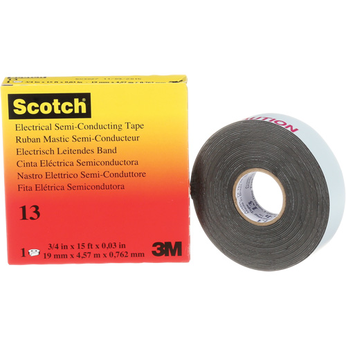 Scotch&reg; Electrical Semi-Conducting Tape, 19 mm (3/4") x 4.6 m (15'), Black, 30 mils St. Lawrence Industrial & Safety Supply