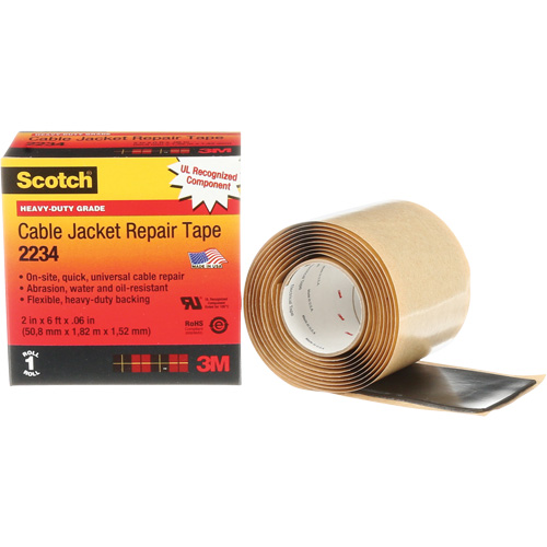 Ruban de r&eacute;paration de gaines pour c&acirc;bles Scotch, 51 mm (2") x 1,8 m (6'), Noir, 60 mils St. Lawrence Industrial & Safety Supply