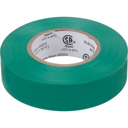 Electrical Tape, 19 mm (3/4") x 18 M (60'), Green, 7 mils St. Lawrence Industrial & Safety Supply