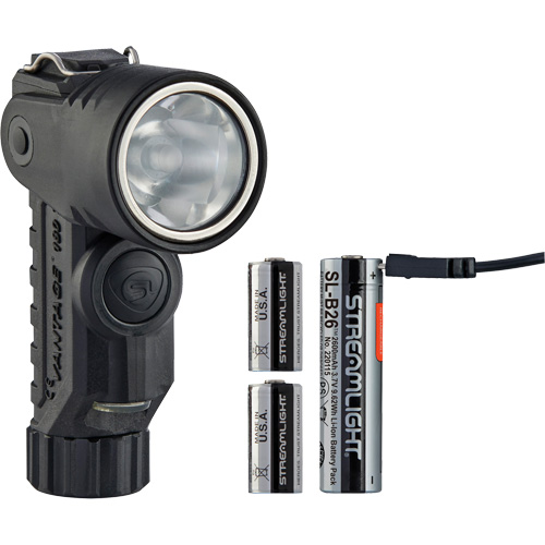 Lame de poche &agrave; alimentation multiple &agrave; angle droit pour casque Vantage 180 X, DEL, Piles Rechargeable/CR123A, Polym&egrave;re de nylon St. Lawrence Industrial & Safety Supply