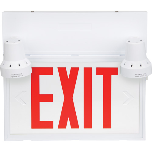 Exit Sign with Security Lights, LED, Battery Operated/Hardwired, 12-1/10" L x 11" W, English St. Lawrence Industrial & Safety Supply