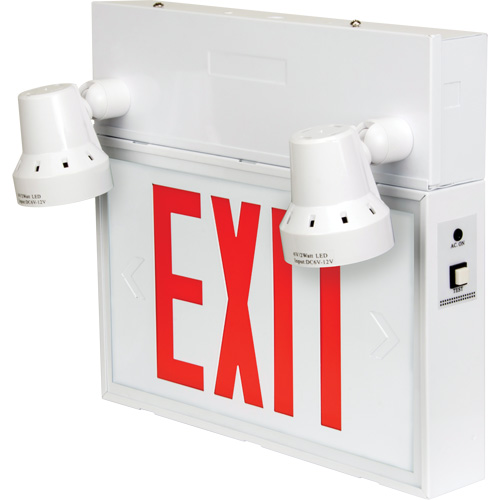 Exit Sign with Security Lights, LED, Battery Operated/Hardwired, 12-1/10" L x 11" W, English St. Lawrence Industrial & Safety Supply