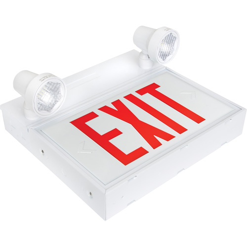 Exit Sign with Security Lights, LED, Battery Operated/Hardwired, 12-1/10" L x 11" W, English St. Lawrence Industrial & Safety Supply