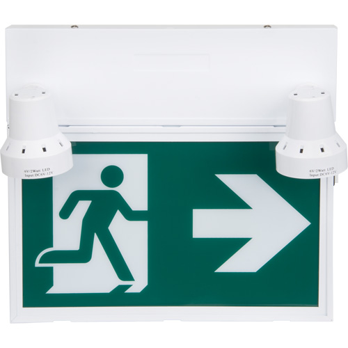 Enseigne d'homme qui court avec &eacute;clairage de s&eacute;curit&eacute;, DEL, &agrave; piles/&agrave; raccordement fixe, 12-1/10" lo x 11" la, Pictogramme St. Lawrence Industrial & Safety Supply