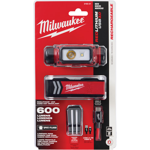 Lampe frontale pour casque de s&eacute;curit&eacute; USB REDLITHIUM, DEL, 600 lumens, 5 hres de fonctionnement, piles Rechargeable St. Lawrence Industrial & Safety Supply