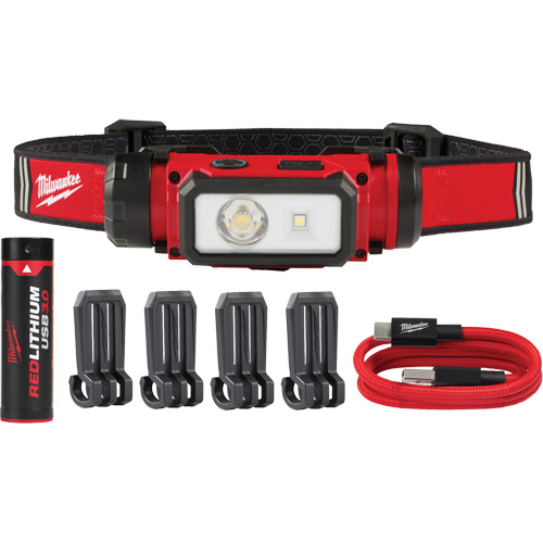 Lampe frontale pour casque de s&eacute;curit&eacute; USB REDLITHIUM, DEL, 600 lumens, 5 hres de fonctionnement, piles Rechargeable St. Lawrence Industrial & Safety Supply