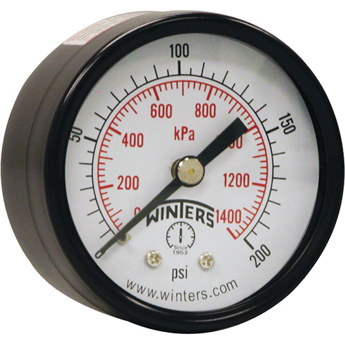 Manom&egrave;tre &eacute;conomique,  2", 0 - 200 psi, Fixation arri&egrave;re, Analogique St. Lawrence Industrial & Safety Supply