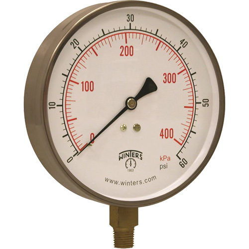 Contractor Pressure Gauge, 4-1/2" , 0 - 60 psi, Bottom Mount, Analogue St. Lawrence Industrial & Safety Supply