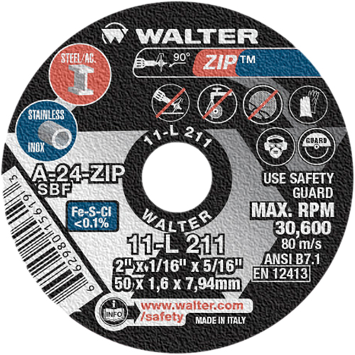 Zip Cut-Off Wheel, 2" x 1/16", 5/16" Arbor, Type 1, Aluminum Oxide, 5100 RPM St. Lawrence Industrial & Safety Supply