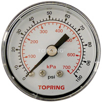 Pressure Gauge, 1-1/2" , 0 - 100 psi, Back Mount, Analogue St. Lawrence Industrial & Safety Supply
