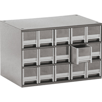 Modular Parts Cabinets, Steel, 15 Drawers, 17" x 10-9/16" x 3-1/16", Grey St. Lawrence Industrial & Safety Supply