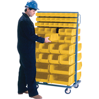 Double-Sided Mobile Bin Rack, Double-sided, 96 bins, 36" W x 24" D x 63" H St. Lawrence Industrial & Safety Supply