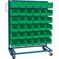 Single-Sided Mobile Bin Rack, Single-sided, 36 bins, 36" W x 16" D x 46-1/2" H St. Lawrence Industrial & Safety Supply