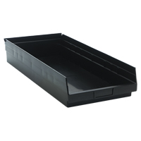 Economy Shelf Bin, 11-1/8" W x 4" H x 23-5/8" D, Black, 60 lbs. Capacity St. Lawrence Industrial & Safety Supply