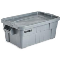 Brute Storage Tote with Lid, 27.88” D x 16.5” W x 10.7" H, 112 llbs. Capacity, Grey St. Lawrence Industrial & Safety Supply