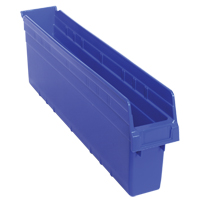 Store-Max Shelf Bins, 4-3/8" W x 8" H x 23-5/8" D, Blue, 68 lbs. Capacity St. Lawrence Industrial & Safety Supply