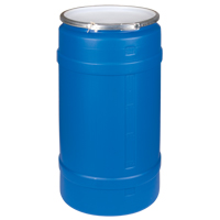 Barils en poly&eacute;thyl&egrave;ne, 30 gal. US (25 gal. imp.), Dessus ouvert, Bleu St. Lawrence Industrial & Safety Supply