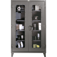 Armoires &agrave; fen&ecirc;tres claires, Acier, 4 Tablettes, 60" h x 48" la x 24" p St. Lawrence Industrial & Safety Supply