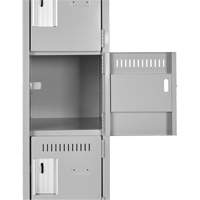 Clean Line Lockerettes, 6 -tier, Bank of 4, 48" x 18" x 72", Steel, Grey, Rivet (Assembled) St. Lawrence Industrial & Safety Supply