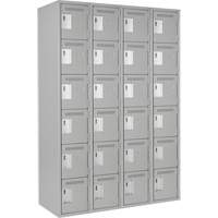 Clean Line Lockerettes, 6 -tier, Bank of 4, 48" x 18" x 72", Steel, Grey, Rivet (Assembled) St. Lawrence Industrial & Safety Supply