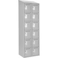 Clean Line Lockerette , 6 -tier, Bank of 2, 24" x 18" x 78", Steel, Grey, Rivet (Assembled) St. Lawrence Industrial & Safety Supply