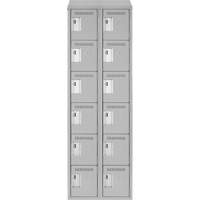 Clean Line Lockerette , 6 -tier, Bank of 2, 24" x 18" x 78", Steel, Grey, Rivet (Assembled) St. Lawrence Industrial & Safety Supply