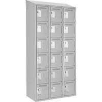Clean Line Lockerette , 6 -tier, Bank of 3, 36" x 18" x 78", Steel, Grey, Rivet (Assembled) St. Lawrence Industrial & Safety Supply