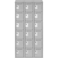Clean Line Lockerette , 6 -tier, Bank of 3, 36" x 18" x 78", Steel, Grey, Rivet (Assembled) St. Lawrence Industrial & Safety Supply