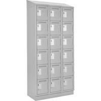 Clean Line Lockerette, 6 -tier, Bank of 3, 36" x 18" x 82", Steel, Grey, Rivet (Assembled) St. Lawrence Industrial & Safety Supply
