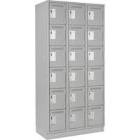 Clean Line Lockerette, 6 -tier, Bank of 3, 36" x 18" x 76", Steel, Grey, Rivet (Assembled) St. Lawrence Industrial & Safety Supply