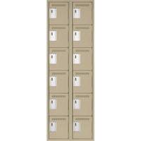 Clean Line Lockerette, 6 -tier, Bank of 2, 24" x 18" x 72", Steel, Beige, Rivet (Assembled) St. Lawrence Industrial & Safety Supply