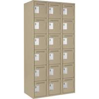 Clean Line Lockerette, 6 -tier, Bank of 3, 36" x 18" x 72", Steel, Beige, Rivet (Assembled) St. Lawrence Industrial & Safety Supply