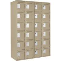 Clean Line Lockerette, 6 -tier, Bank of 4, 48" x 18" x 72", Steel, Beige, Rivet (Assembled) St. Lawrence Industrial & Safety Supply