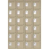 Clean Line Lockerette, 6 -tier, Bank of 4, 48" x 18" x 72", Steel, Beige, Rivet (Assembled) St. Lawrence Industrial & Safety Supply