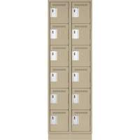 Clean Line Lockerette, 6 -tier, Bank of 2, 24" x 18" x 76", Steel, Beige, Rivet (Assembled) St. Lawrence Industrial & Safety Supply