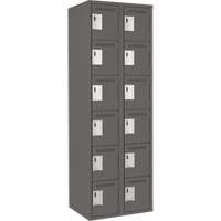 Clean Line Lockerette, 6 -tier, Bank of 2, 24" x 18" x 72", Steel, Charcoal, Rivet (Assembled) St. Lawrence Industrial & Safety Supply