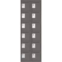 Clean Line Lockerette, 6 -tier, Bank of 2, 24" x 18" x 72", Steel, Charcoal, Rivet (Assembled) St. Lawrence Industrial & Safety Supply
