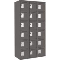 Clean Line Lockerette, 6 -tier, Bank of 3, 36" x 18" x 72", Steel, Charcoal, Rivet (Assembled) St. Lawrence Industrial & Safety Supply