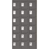 Clean Line Lockerette, 6 -tier, Bank of 3, 36" x 18" x 72", Steel, Charcoal, Rivet (Assembled) St. Lawrence Industrial & Safety Supply