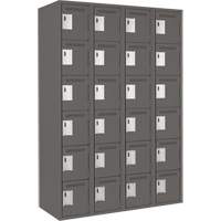 Clean Line Lockerette, 6 -tier, Bank of 4, 48" x 18" x 72", Steel, Charcoal, Rivet (Assembled) St. Lawrence Industrial & Safety Supply