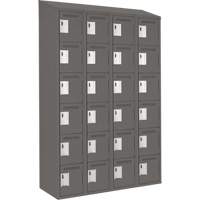 Clean Line Lockerette, 6 -tier, Bank of 4, 48" x 18" x 78", Steel, Charcoal, Rivet (Assembled) St. Lawrence Industrial & Safety Supply