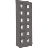 Clean Line Lockerette, 6 -tier, Bank of 2, 24" x 18" x 82", Steel, Charcoal, Rivet (Assembled) St. Lawrence Industrial & Safety Supply